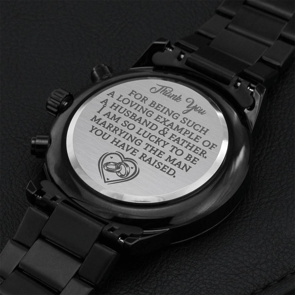 Father Of The Groom Gift- For Being Such A Loving Example Engraving Chronograph Watch