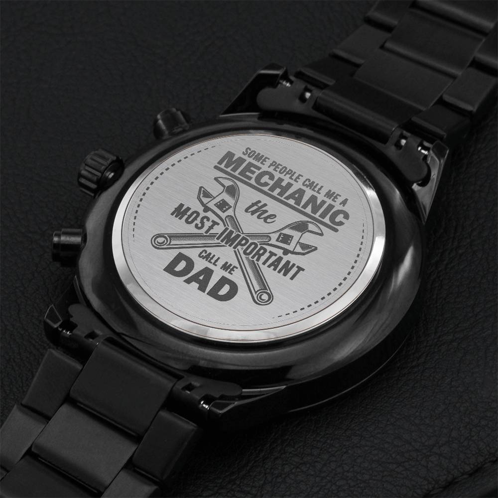 Mechanic Dad Fathers Day Gift Engraving Chronograph Watch