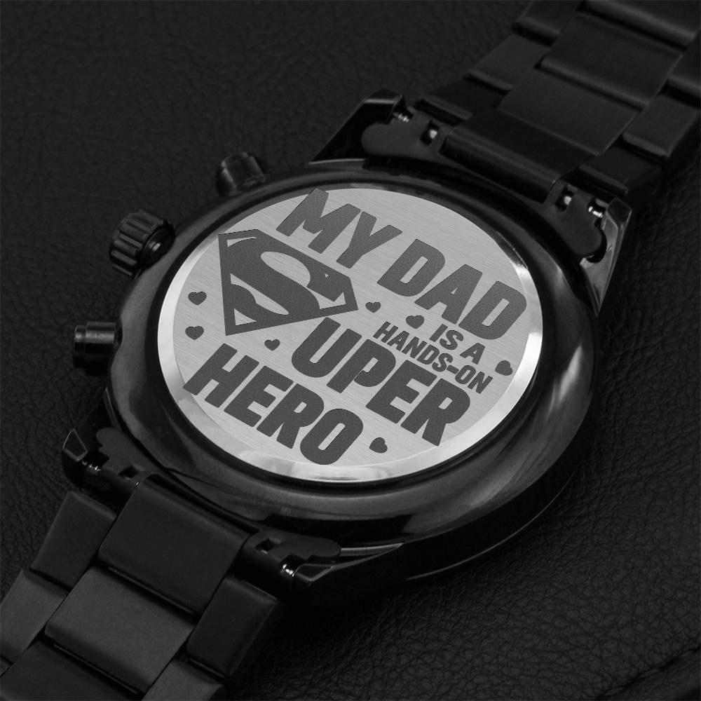 Engraved Design Black Chronograph Watch 1 Engraving Chronograph Watch