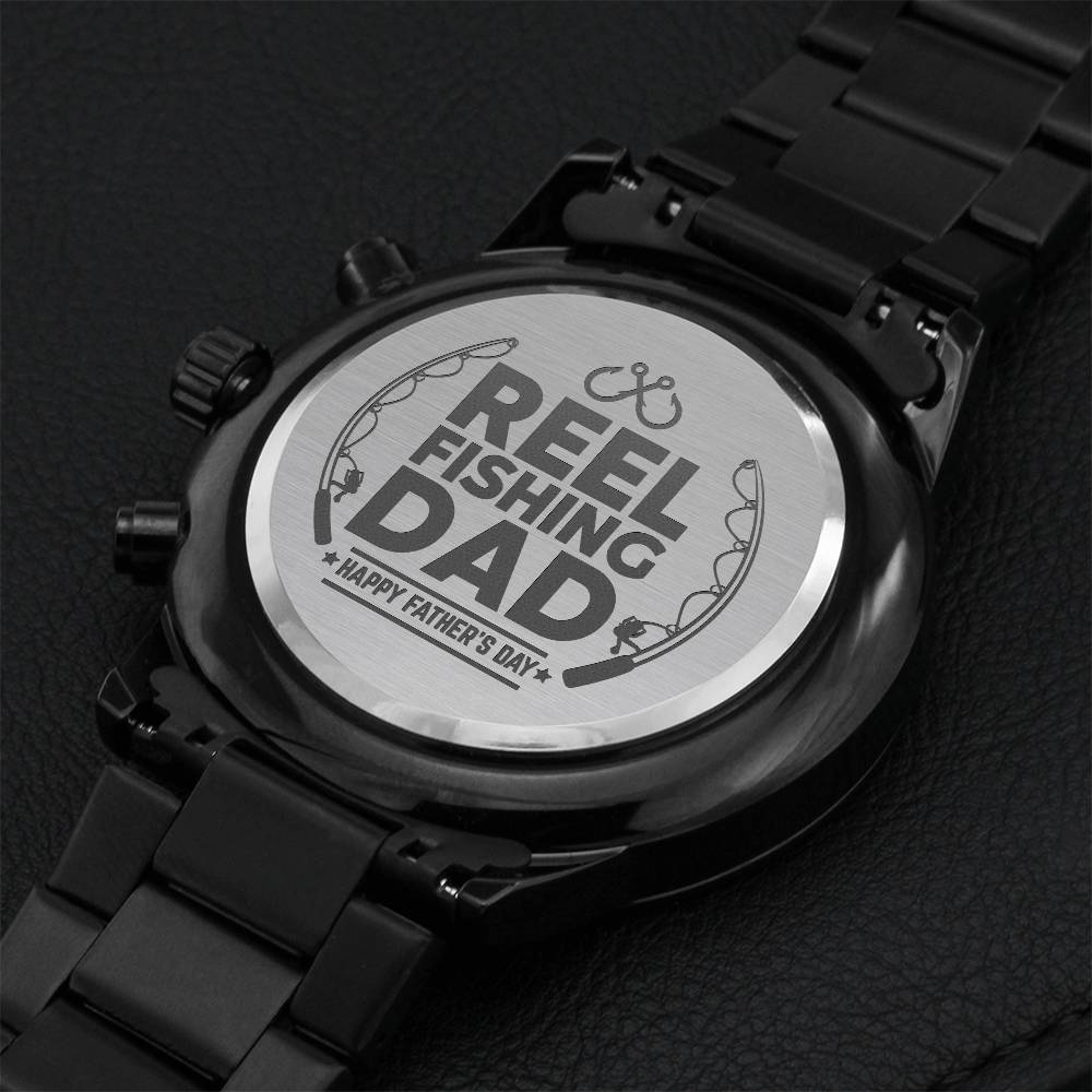 Reel Fishing Dad Engraving Chronograph Watch