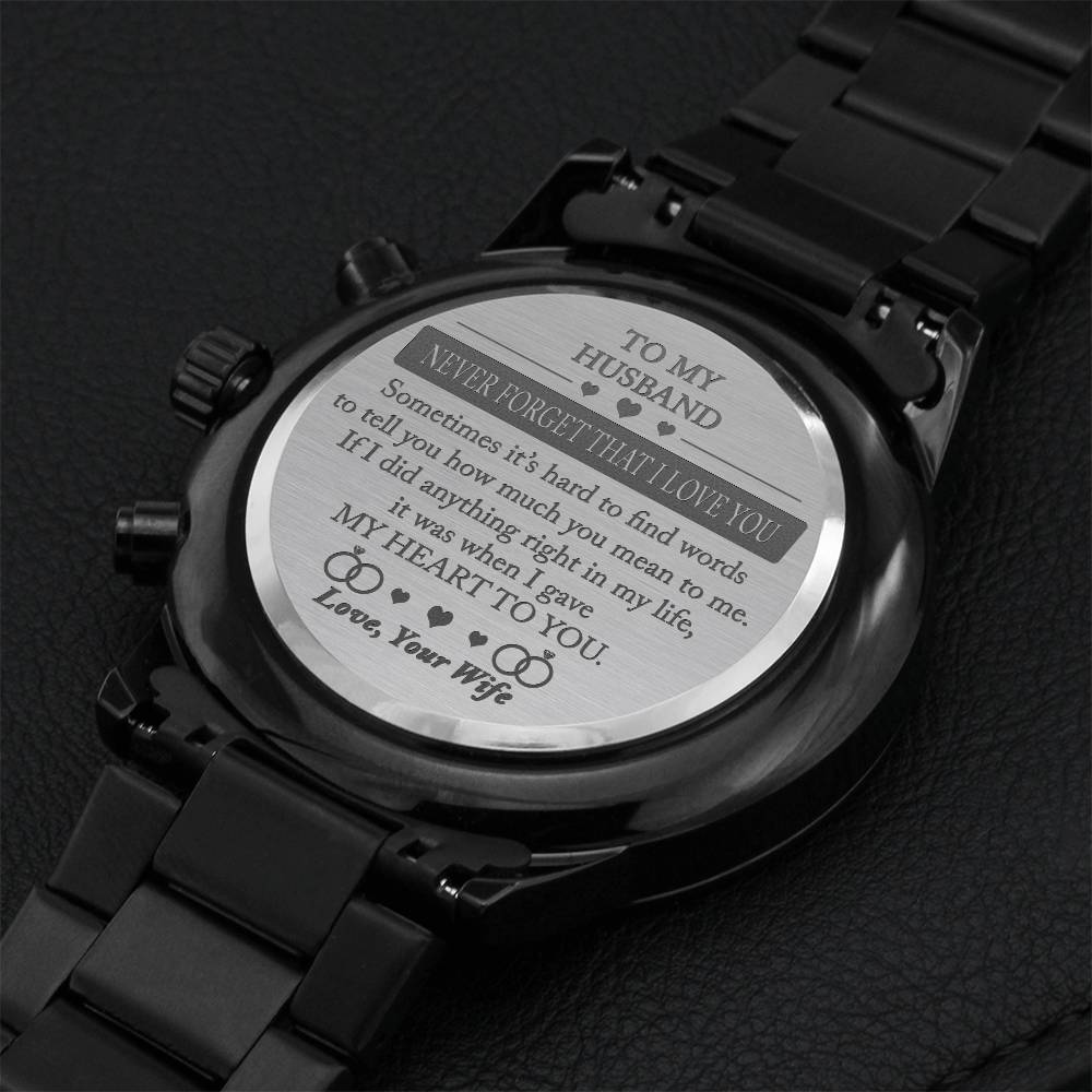 Never Forget That I Love You Engraving Chronograph Watch