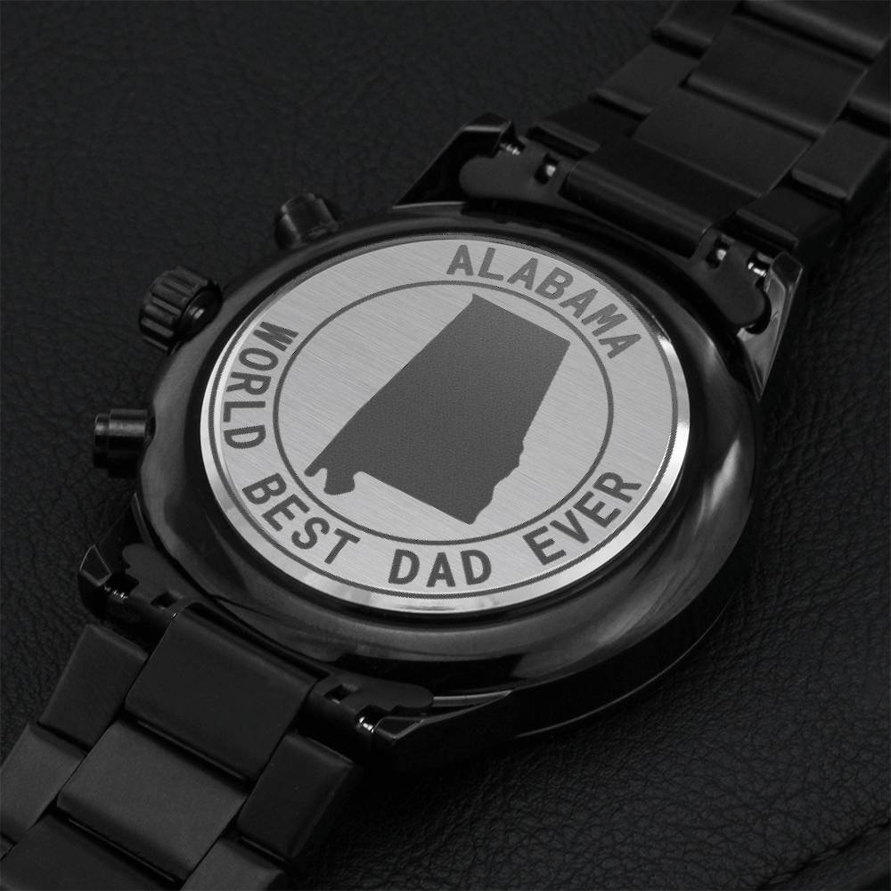 Alabama Best Dad Ever Engraving Chronograph Watch