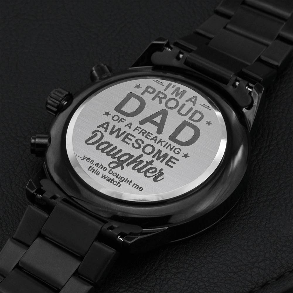 Proud Daughter Engraving Chronograph Watch