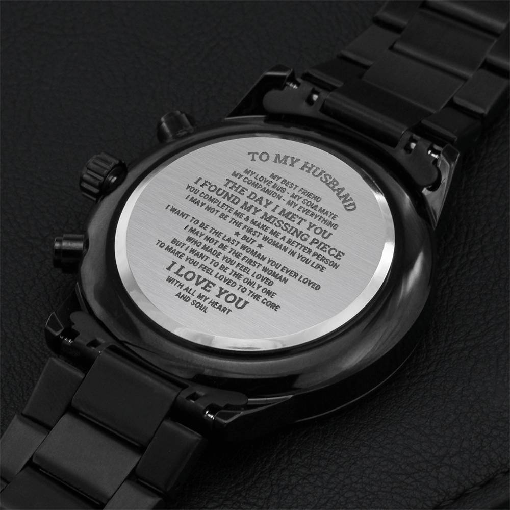 To My Husband My Companion My Everything Watch Engraving Chronograph Watch