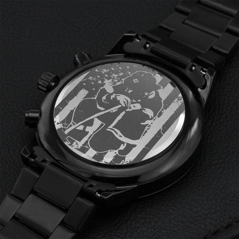 Gift For Fire Fighter - Fire Fighter Watch Engraving Chronograph Watch