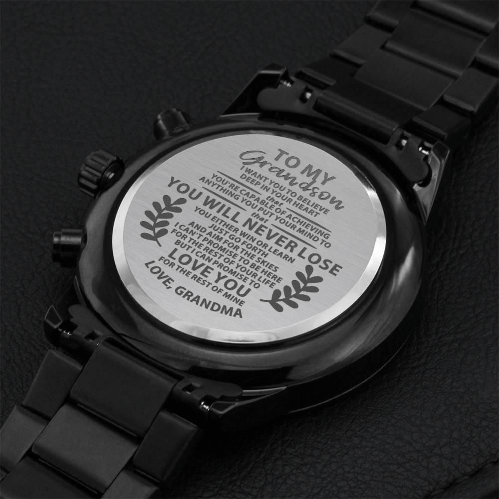 To My Grandson Engraving Chronograph Watch