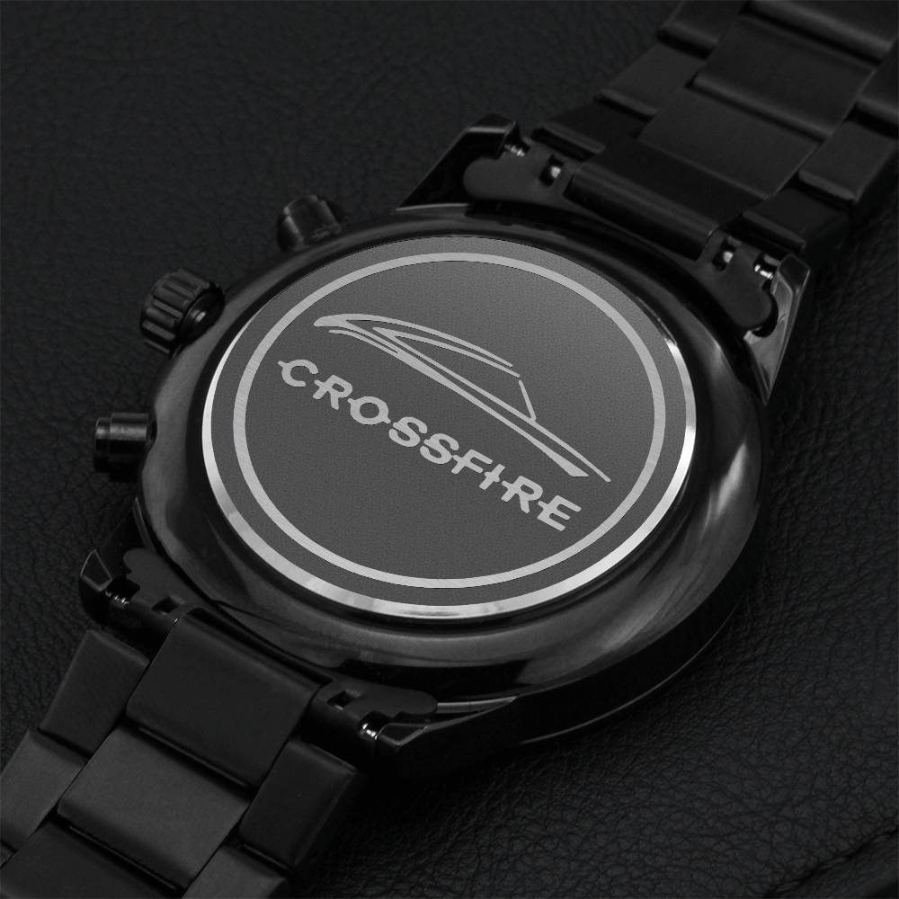 Chrysler Crossfire Coupe Lovers Engraved Emblem Black Chronograph Watch For Crossfire Lovers Engraving Chronograph Watch