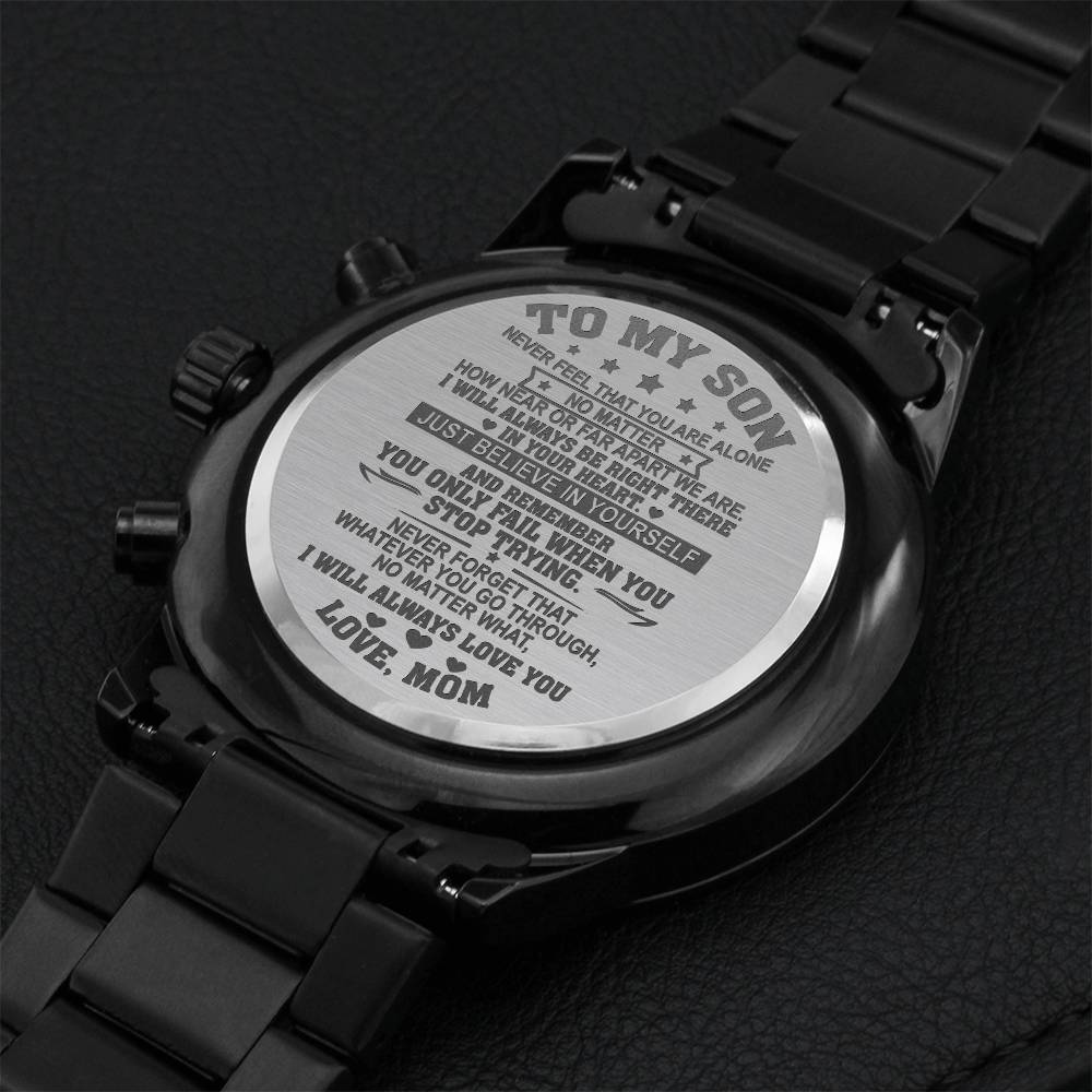 Engraved Watch For Son Gift From Mom - I Will Always Love You Engraving Chronograph Watch