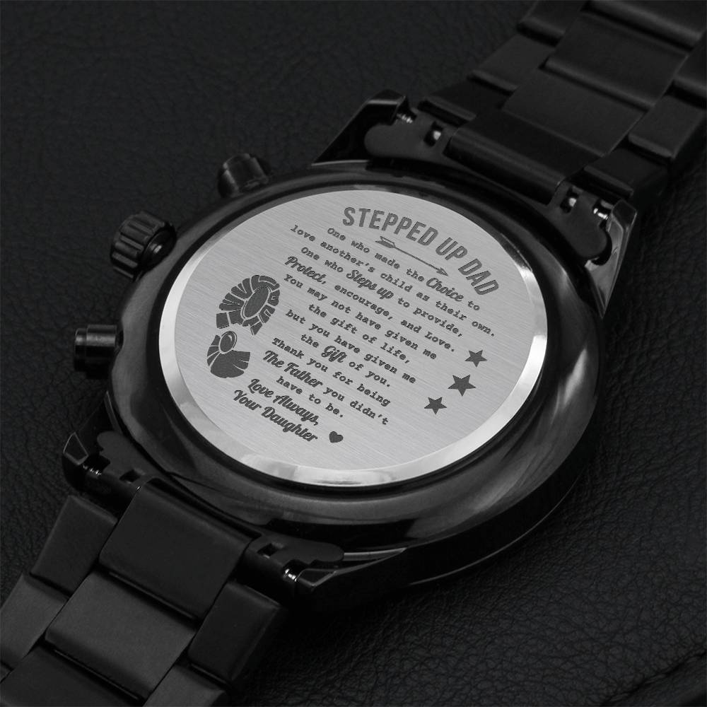 Stepped Up Dad Father's Day Engraved Watch Engraving Chronograph Watch