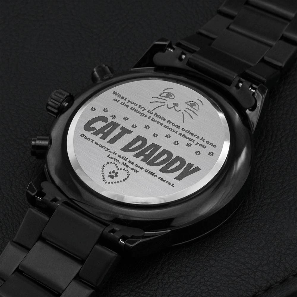 Christmas Gift For Cat Lover Man Mens Engraved Watch Chronograph Watch Gift For Him Anniversary Gift For Husband Boyfriend Birthday Gift Engraving Chronograph Watch