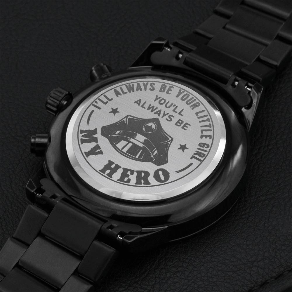 Sale!!! Police Man You'll Always Be My Hero Chronograph Watch Gift For Father's Day Engraving Chronograph Watch