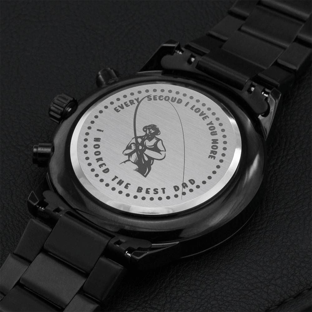 I Hooked The Best Dad Engraving Chronograph Watch