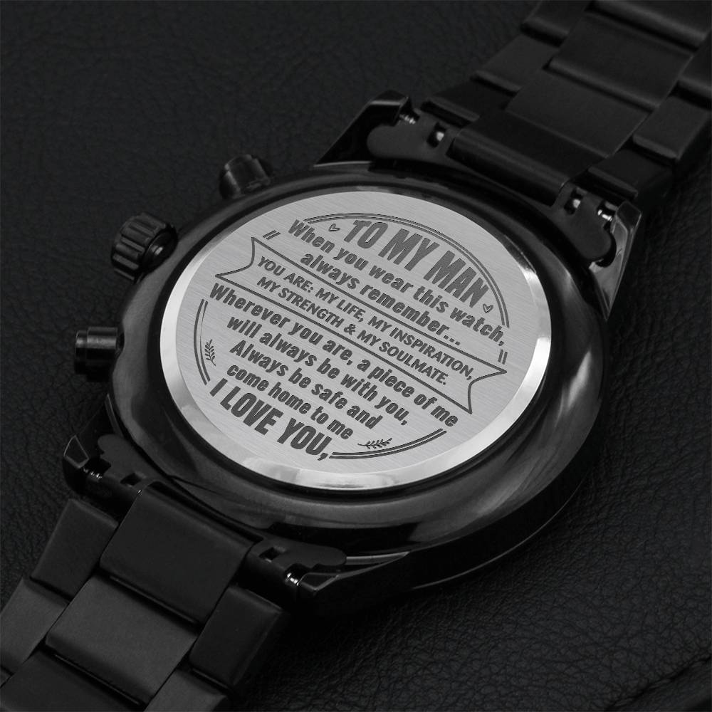 Gift For Your Man - Come Home To Me - Watch Engraving Chronograph Watch