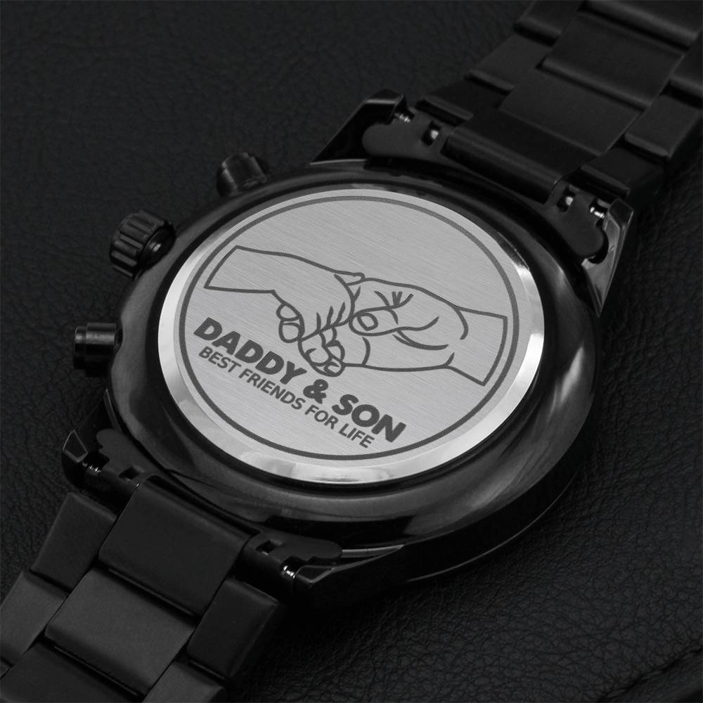 Engraved Design Black Chronograph Watch-best Friend For Life Engraving Chronograph Watch