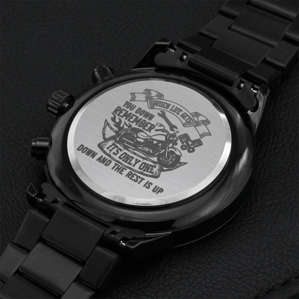 Biker Watch Engraving Chronograph Watch