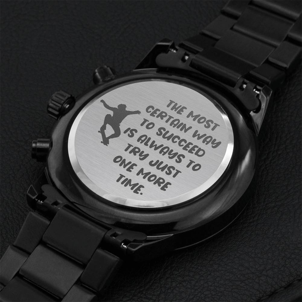 Try One More Time Engraving Chronograph Watch