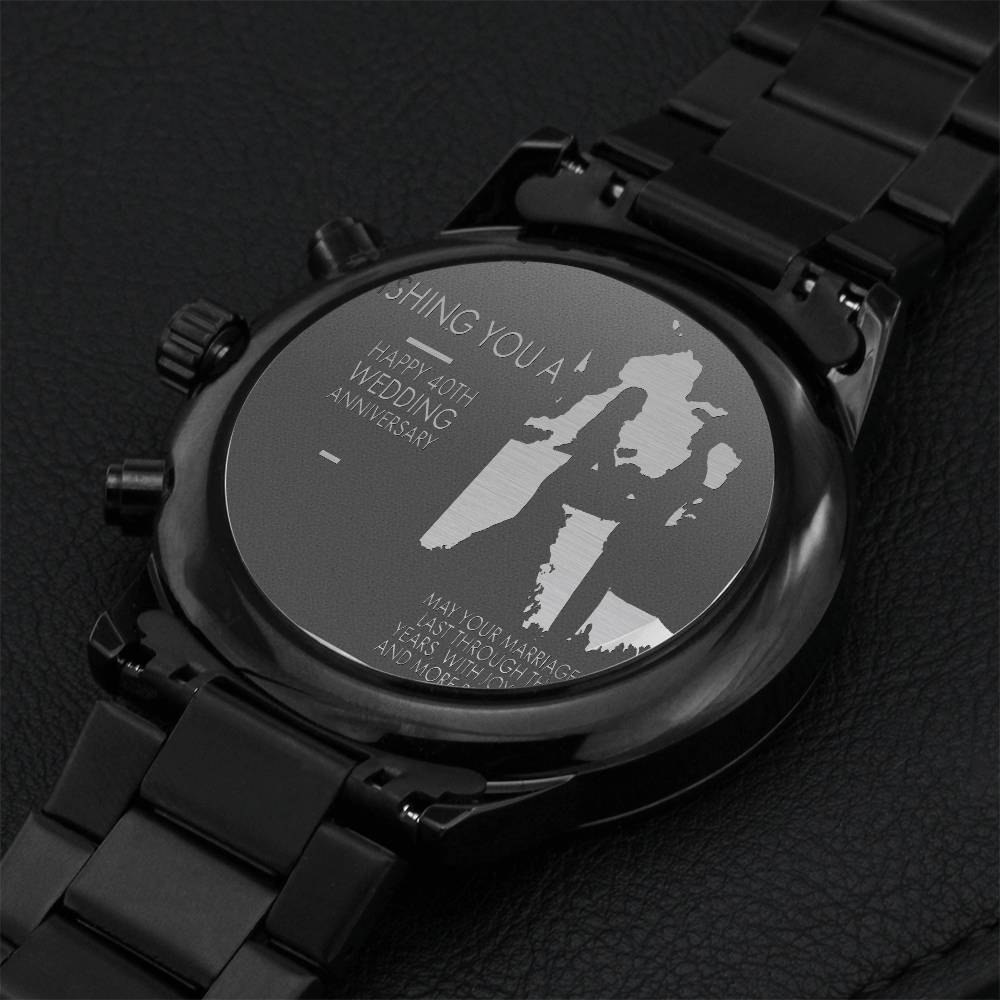 Happy 40th Wedding Anniversary Watch Engraving Chronograph Watch
