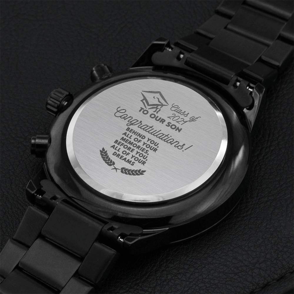 To Our Son Graduation Watch Engraving Chronograph Watch