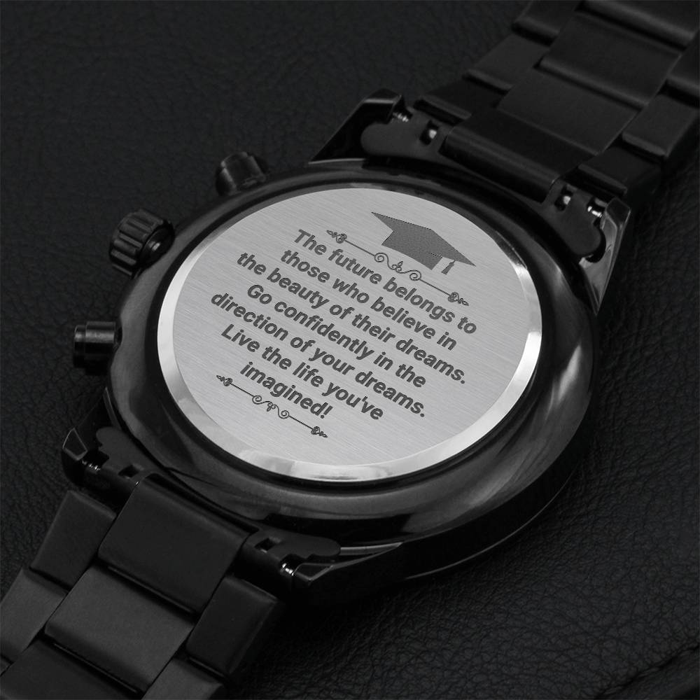Perfect Graduation Gift - Live The Life You Imagined Premium Waterproof Watch Engraving Chronograph Watch
