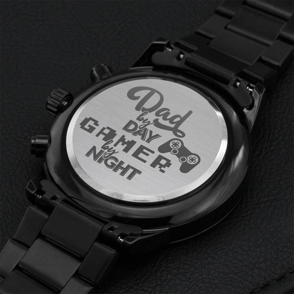 Engraved Watch Gift For Dad Father’s Day Gift For Daddy Birthday Gift For Dad Engraved Watch For Him Father Gift From Daughter And Son Gamer Dad 1 Engraving Chronograph Watch