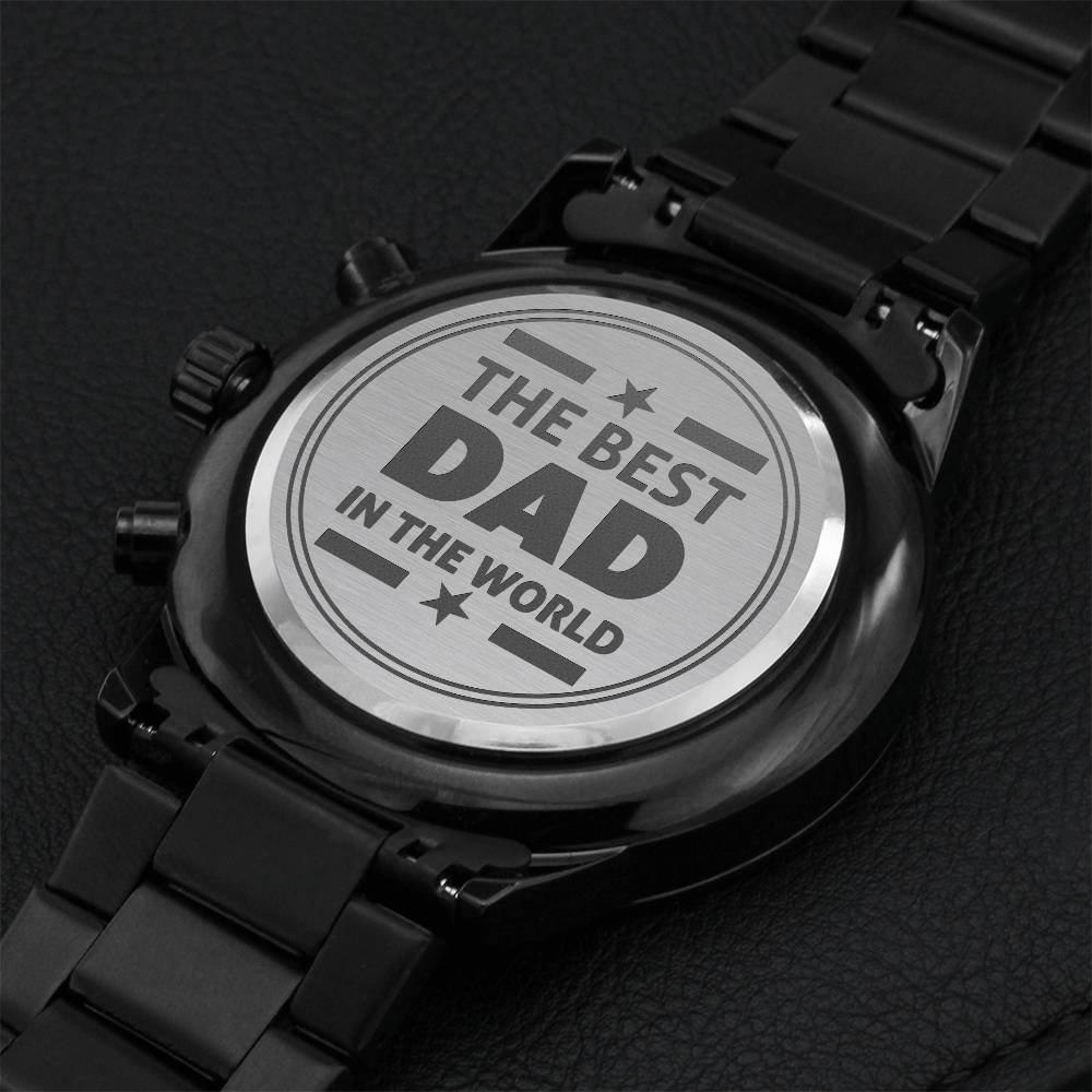 Happy Fathers Day Gifts - The Best Dad In The World Engraving Chronograph Watch