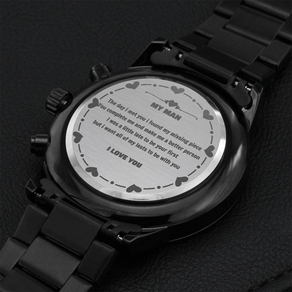 Love Watch For Boyfriend - I Love You Engraving Chronograph Watch