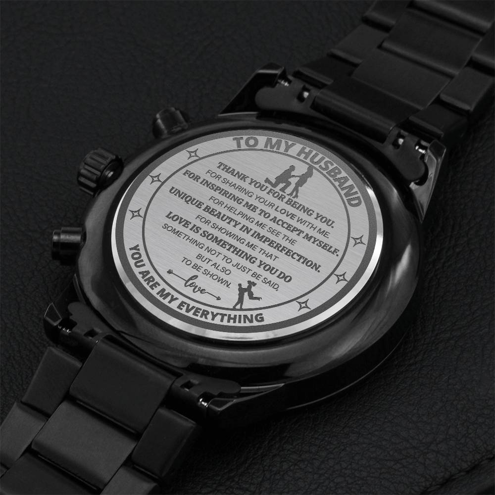 Gift For My Husband Who Is Everything For Me. Engraving Chronograph Watch