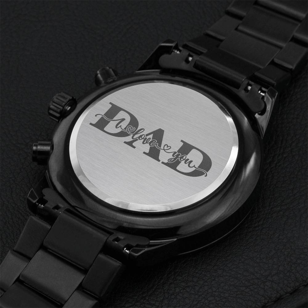 Engraved Watch Gift For Dad Father’s Day Gift For Daddy Birthday Gift For Dad Engraved Watch For Him Father Gift From Daughter And Son Dad I Love You Engraving Chronograph Watch