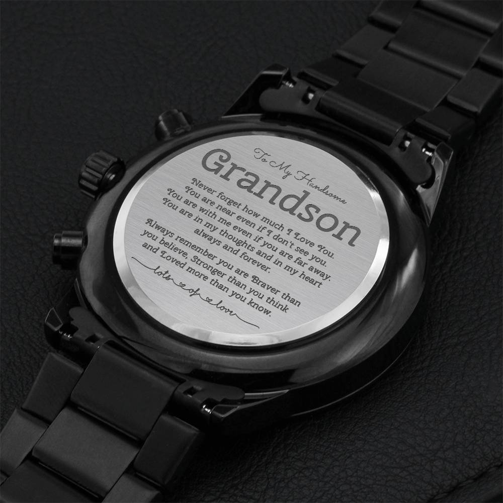 To My Handsome Grandson Engraving Chronograph Watch
