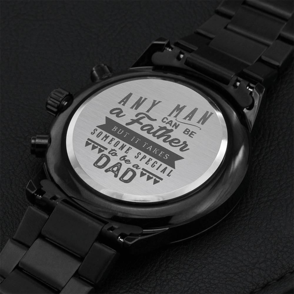 Engraved Black Chronograph Watch - Fathers Day Message Engraving Chronograph Watch