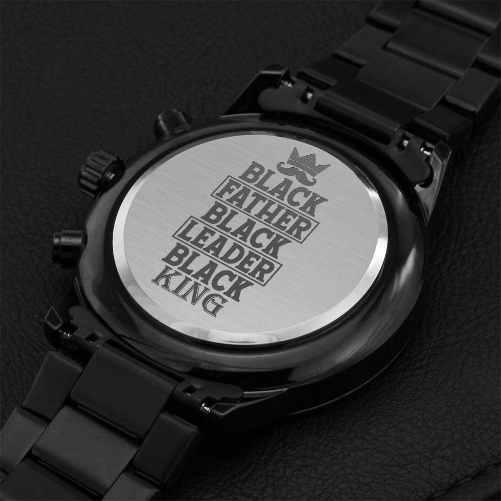 Black Father Engraving Chronograph Watch