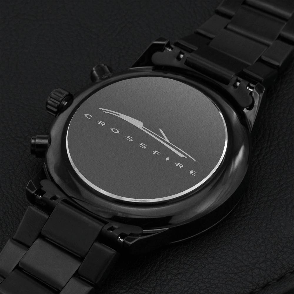 Chrysler Crossfire Roadster Car Lovers Engraved Black Chronograph Watch For Him Engraving Chronograph Watch