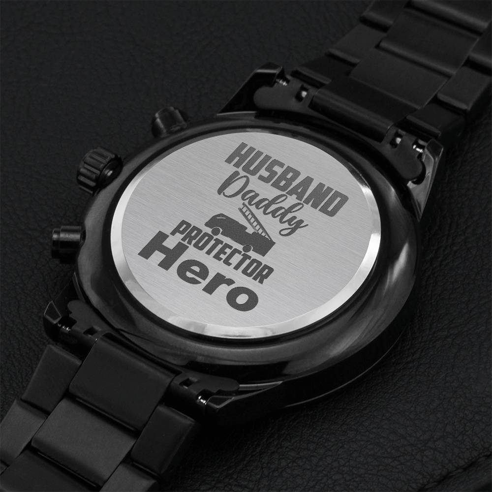 Husband - Daddy - Protector - Hero Engraving Chronograph Watch