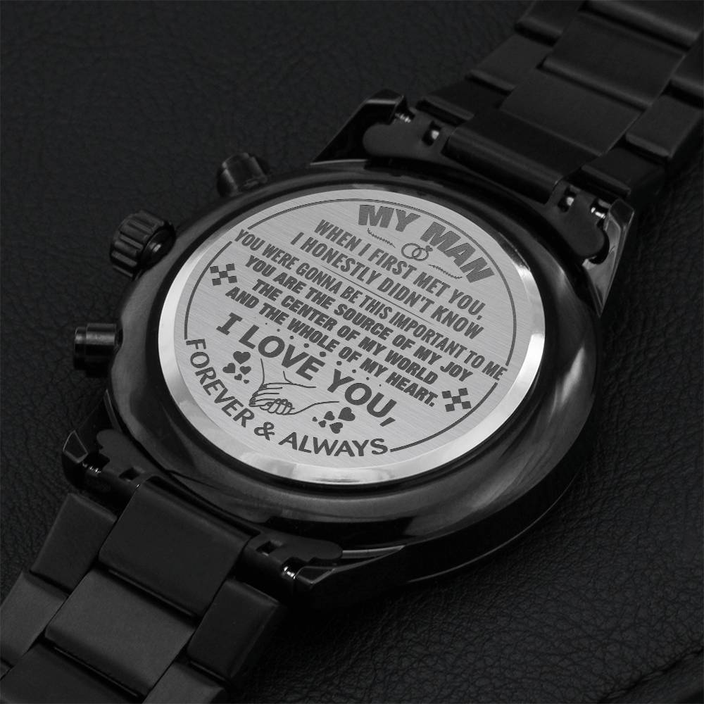 Gift For Your Man - Center Of My World - Watch Engraving Chronograph Watch