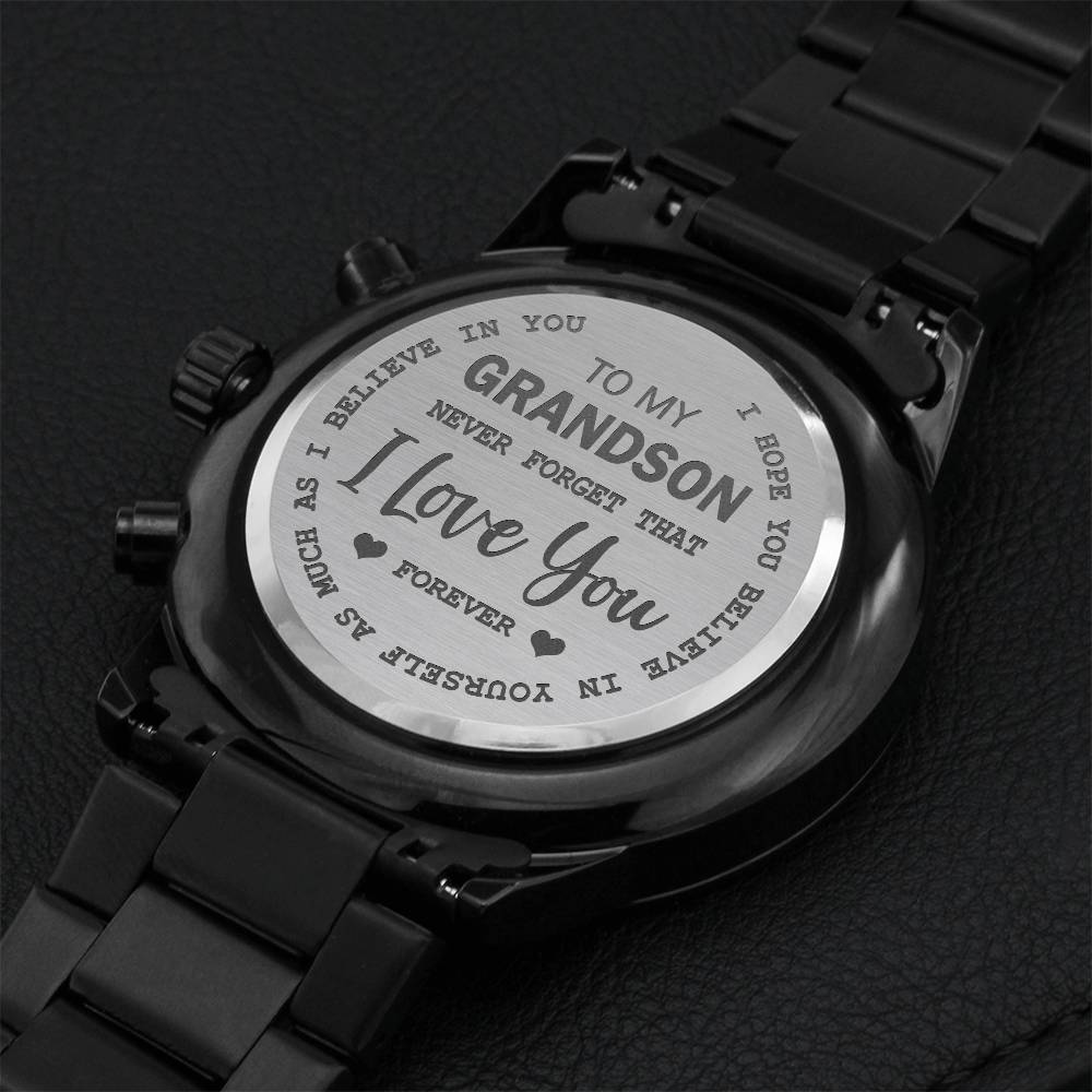 To My Grandson - I Love You Engraved Watch Engraving Chronograph Watch