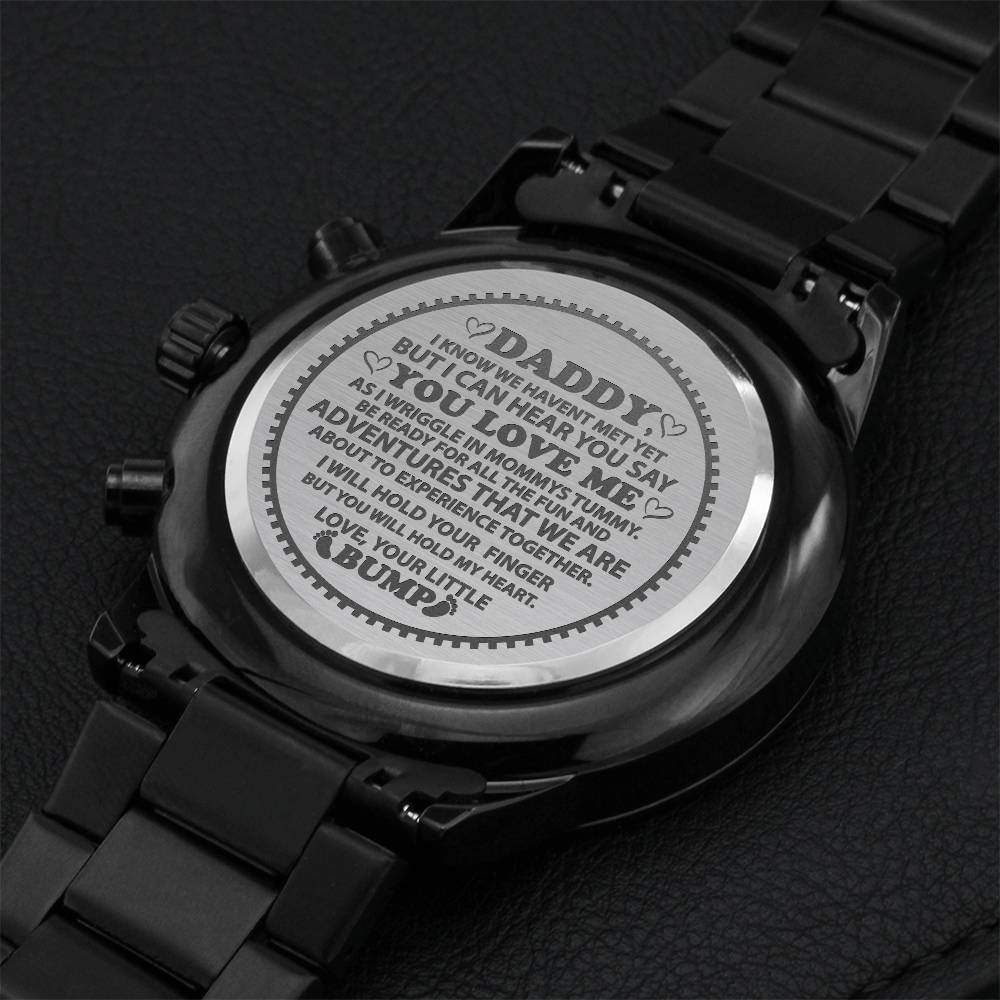 Daddy I Will Hold Your Finger Engraving Chronograph Watch