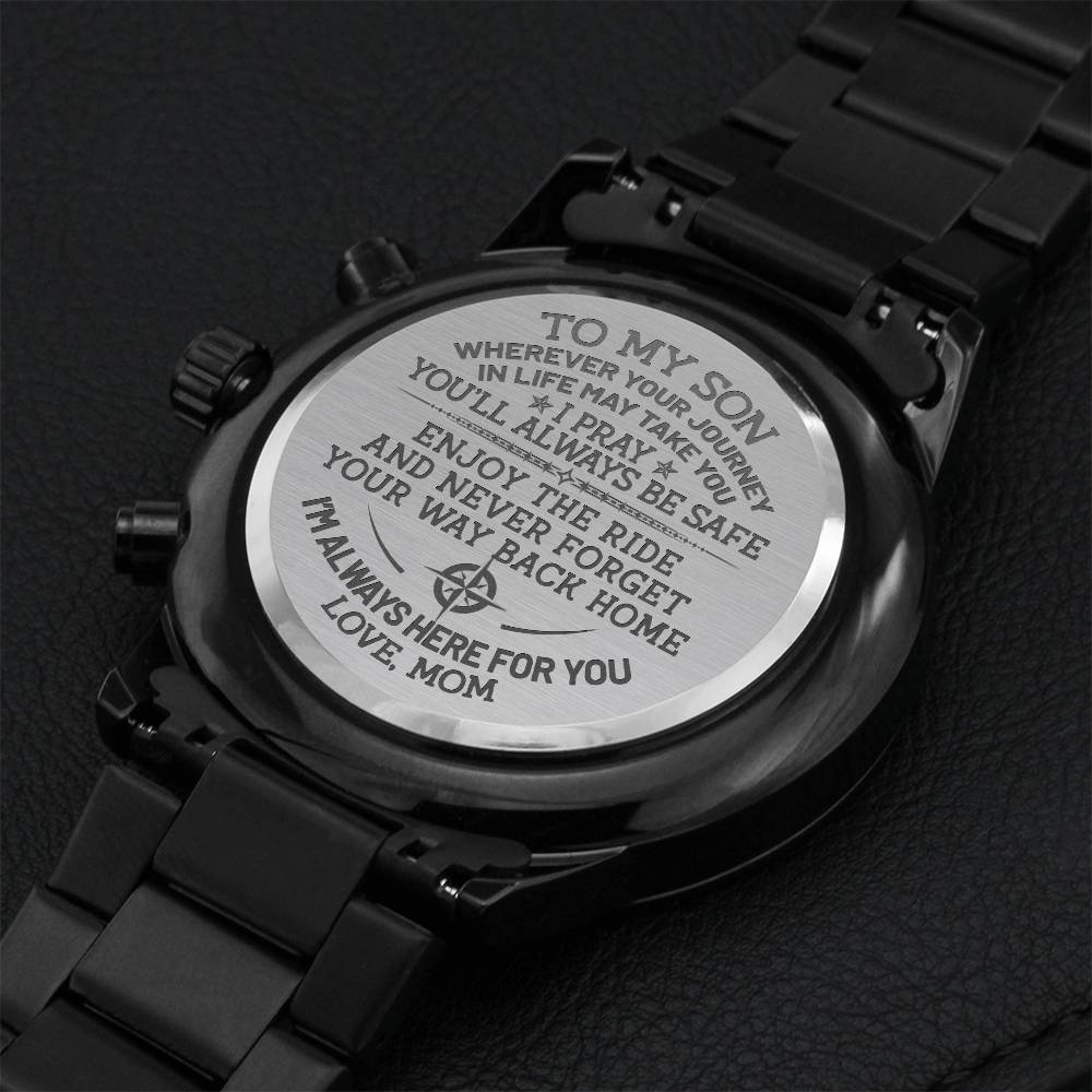 To My Son Love From Mom Engraved Watch Engraving Chronograph Watch