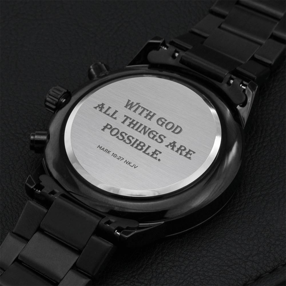 Gift For Son Bible Quote Engraving Chronograph Watch