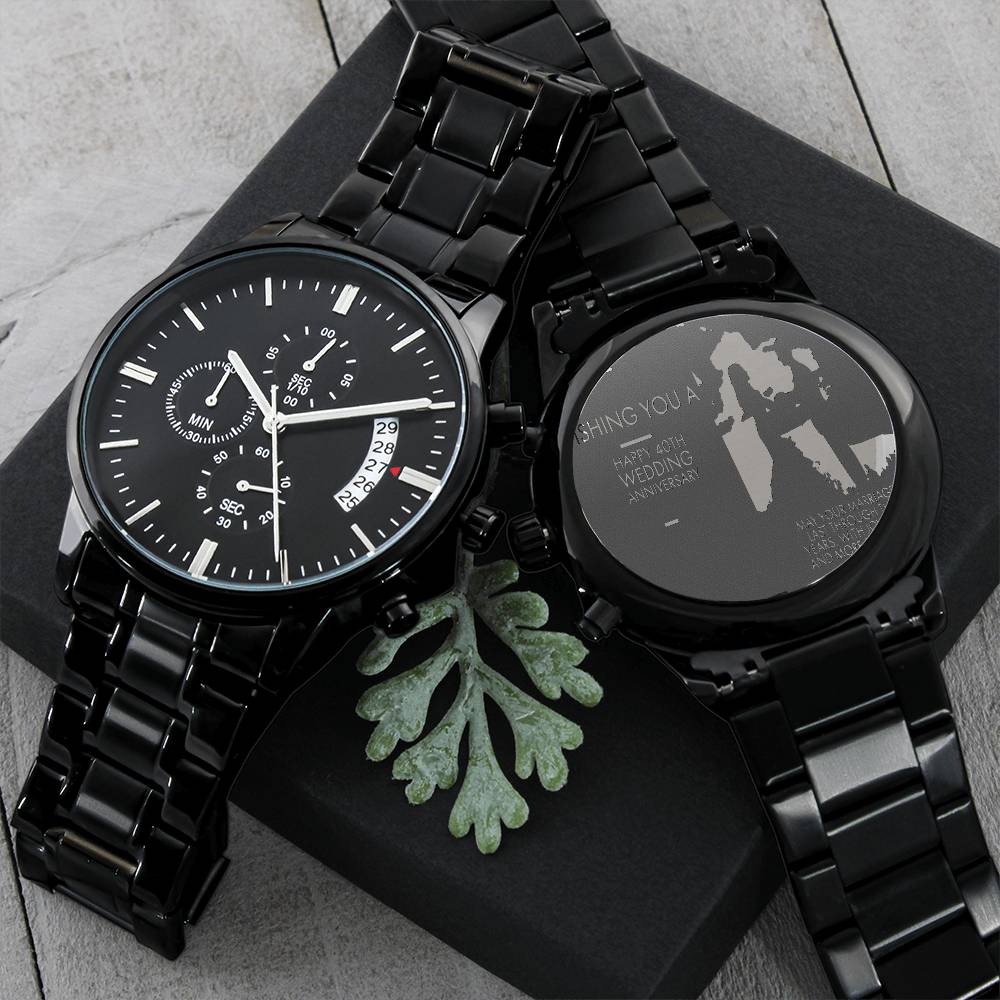 Happy 40th Wedding Anniversary Watch Engraving Chronograph Watch