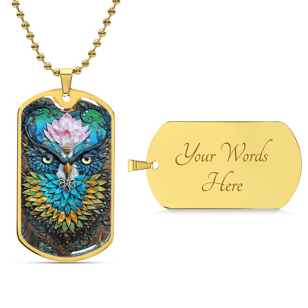 Mysterious Owl Pendant Necklace - Army Tag Necklace - Army Tag Necklace, Dog Tag Necklace