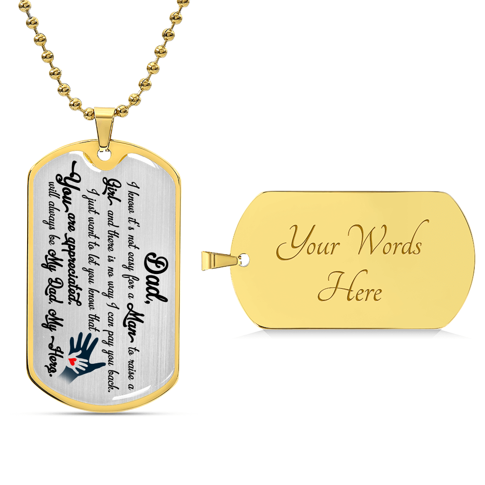 Dad Gift - Necklace For Dad - Fathers Day Gift - Gift From Daughter - Father Necklace - Dad Necklace - Gift For Daddy - Army Tag Necklace, Dog Tag Necklace