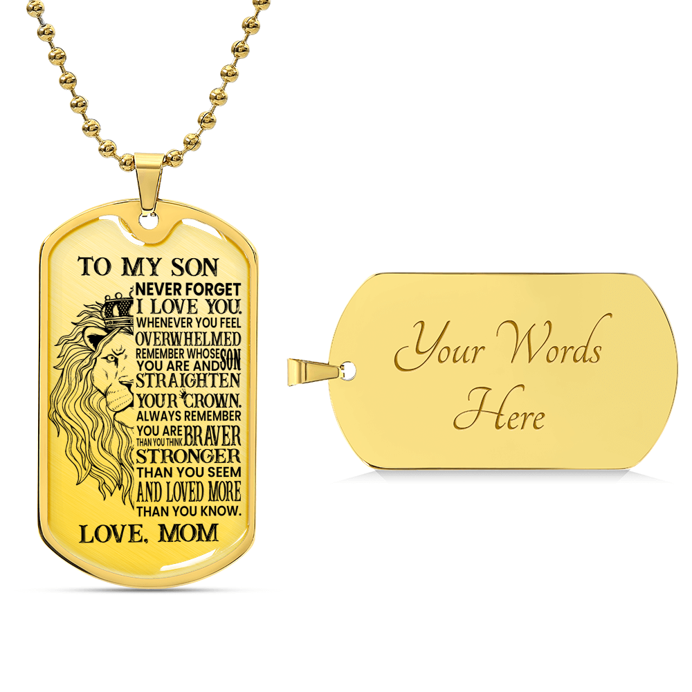 To My Son - Never Forget - Dog Tag Chain - Army Tag Necklace, Dog Tag Necklace