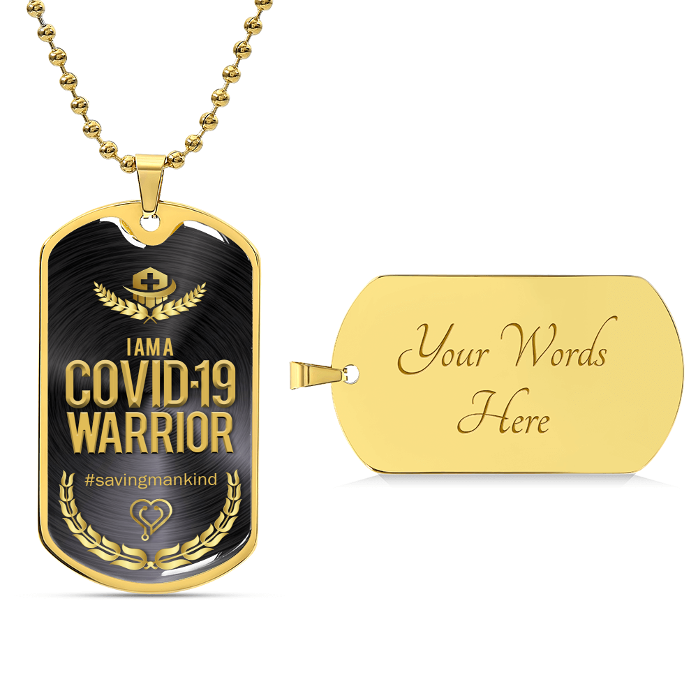 I Am A Covid-19 Warrior - Army Tag Necklace, Dog Tag Necklace