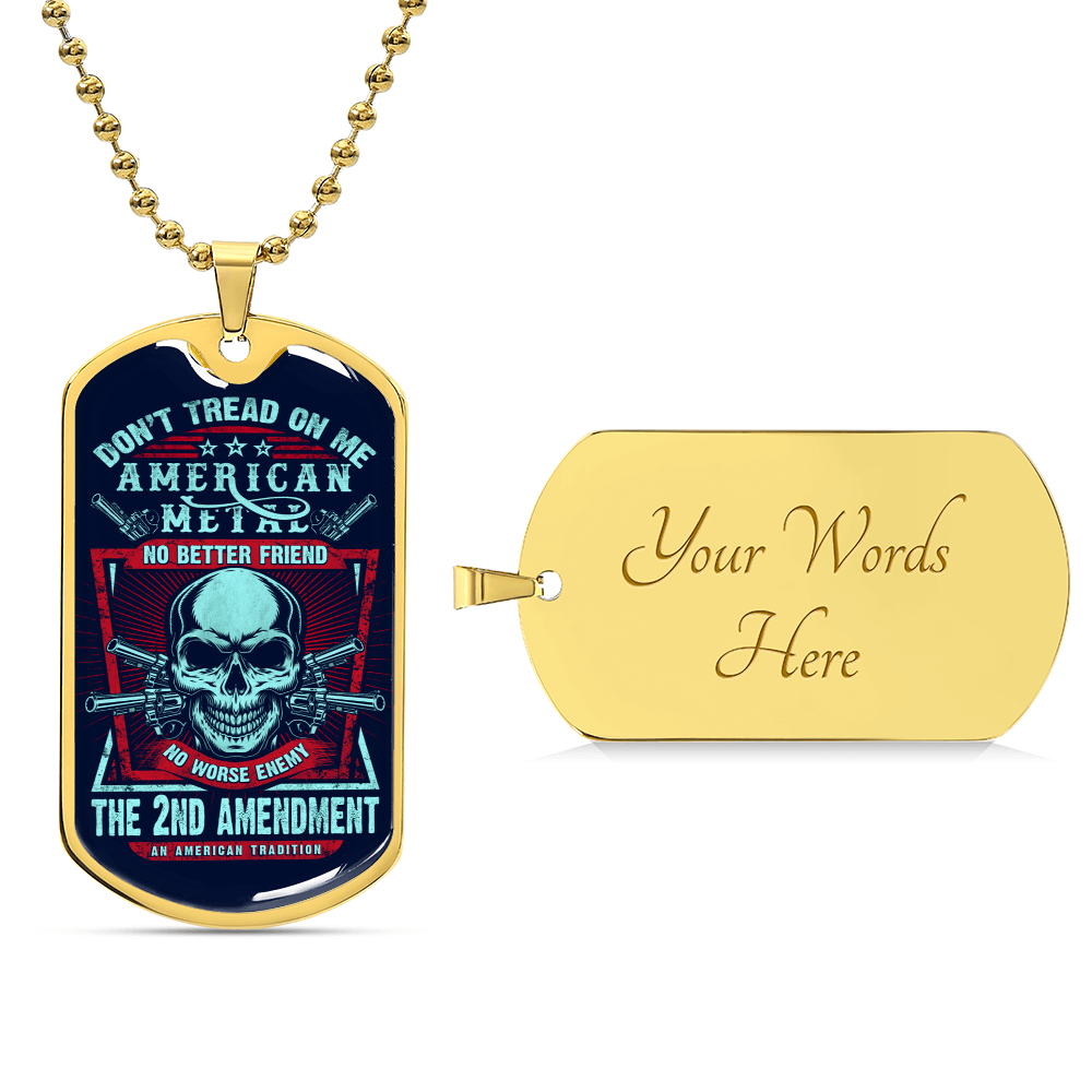 Don't Tread On Me Dog Tag With Military Ball Chain And Optional Engraving - Army Tag Necklace, Dog Tag Necklace