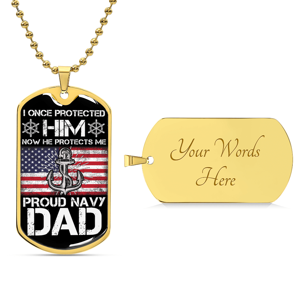Proud Navy Dad , Navy Dad Gift, Proud Navy Dad Dog Tag, Fathers Day Gift For Navy Dad, Dog Tag Gift For Proud Navy Dad - Army Tag Necklace, Dog Tag Necklace