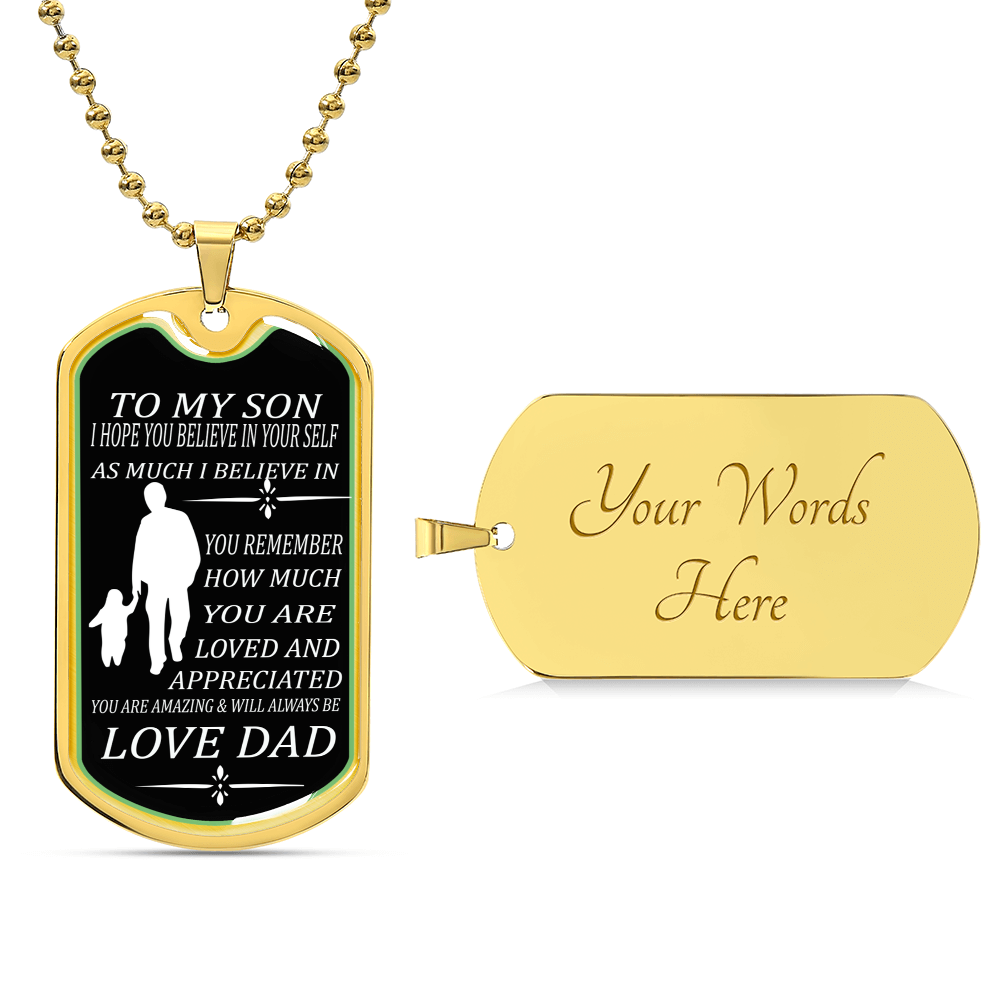 To My Son Pendant With Military Ball Chain Love For Dad - Army Tag Necklace, Dog Tag Necklace