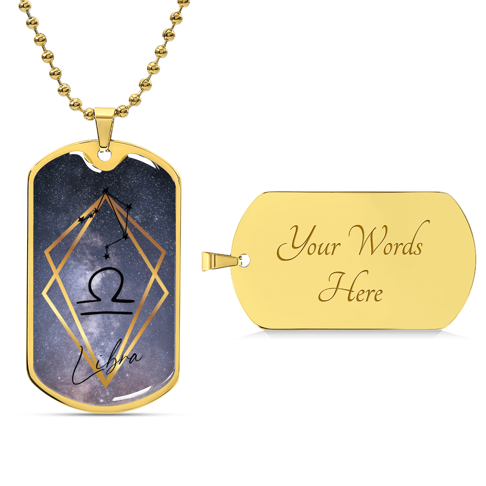 Libra Galaxy Personalized Dog Tag Necklace - Army Tag Necklace, Dog Tag Necklace