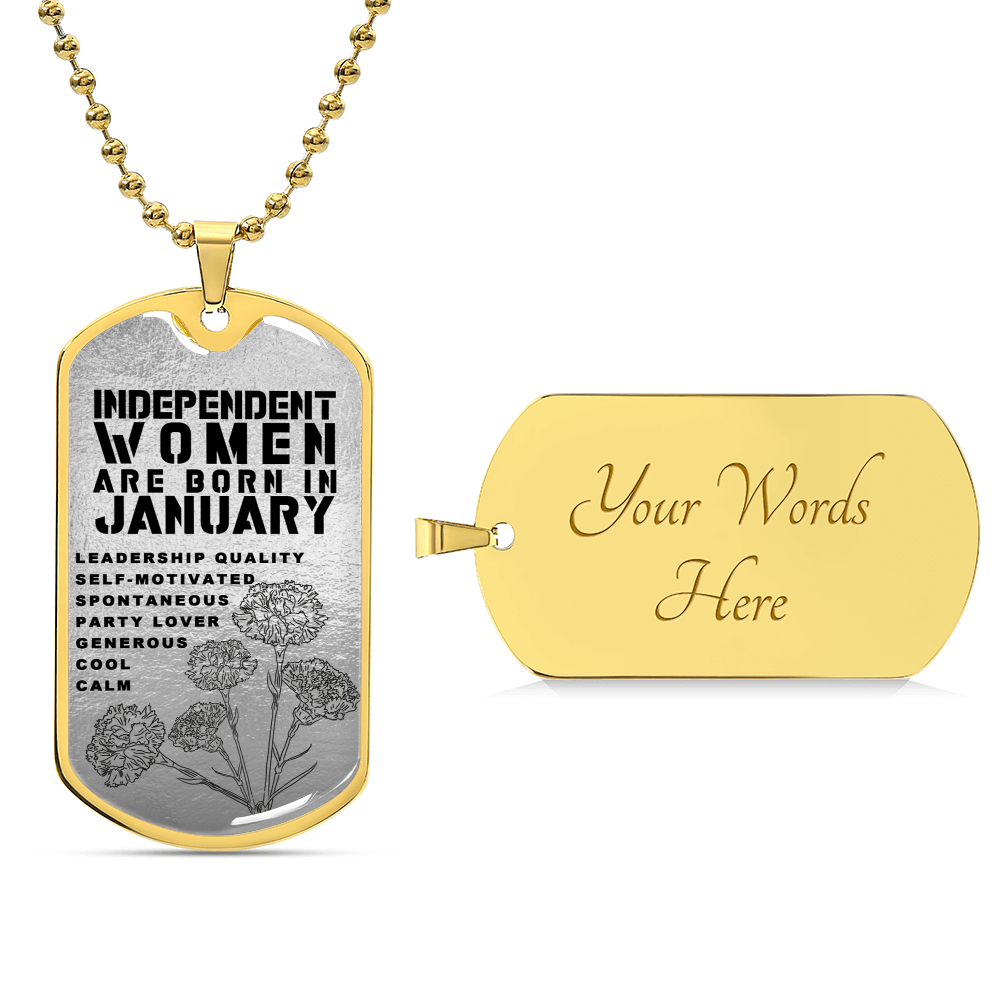 Independent Women Are Born In January Luxury Necklace With Dog Tag Silver - Army Tag Necklace, Dog Tag Necklace