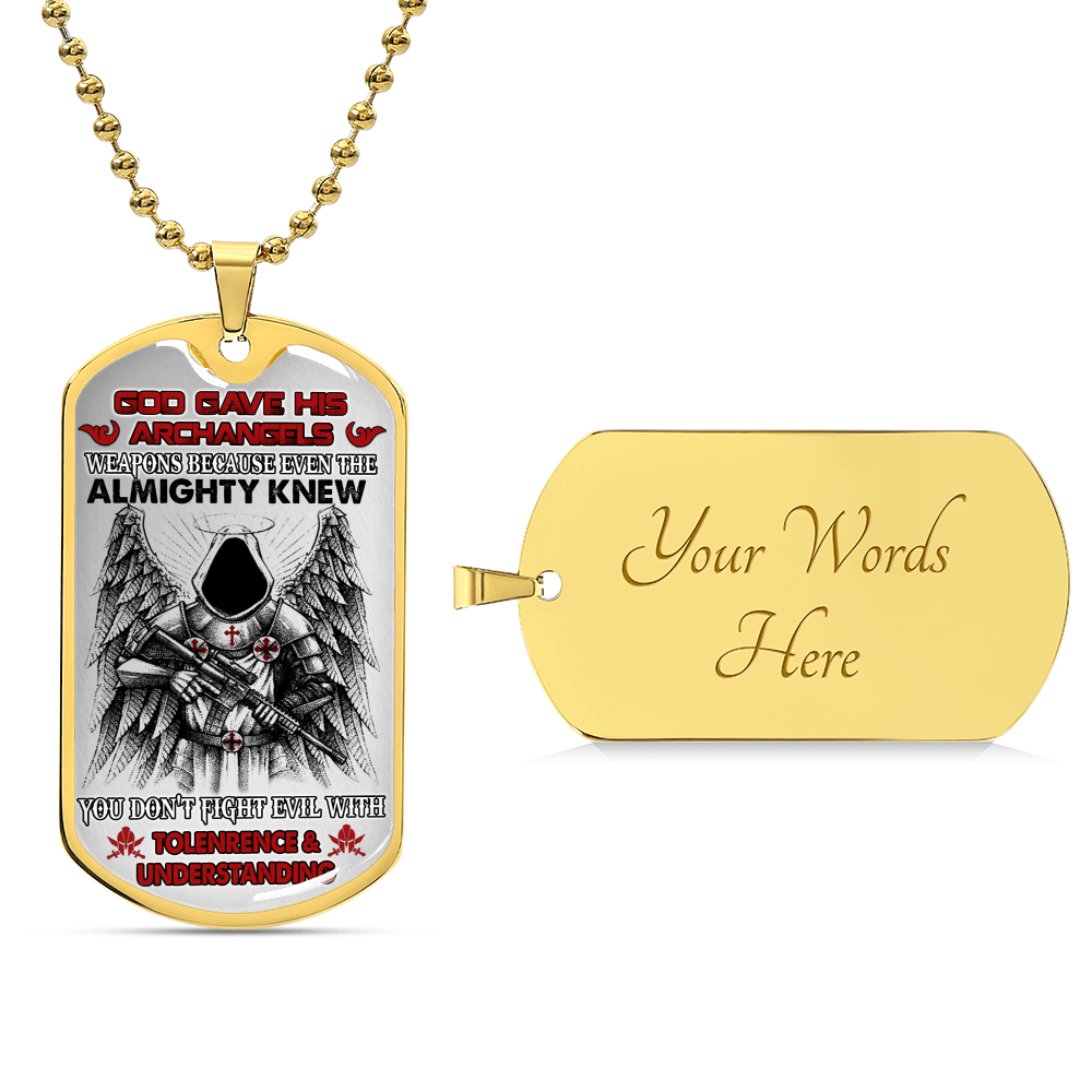 God Gave His Archangels - Luxury Military Necklace - Army Tag Necklace, Dog Tag Necklace