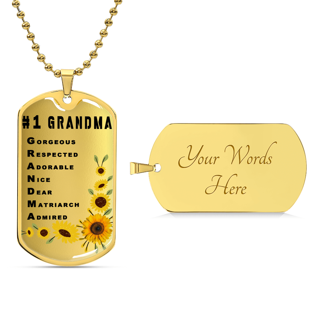 #1 Grandma Personalized Dogtag Necklace Gold Mothers Day Gift - Army Tag Necklace, Dog Tag Necklace